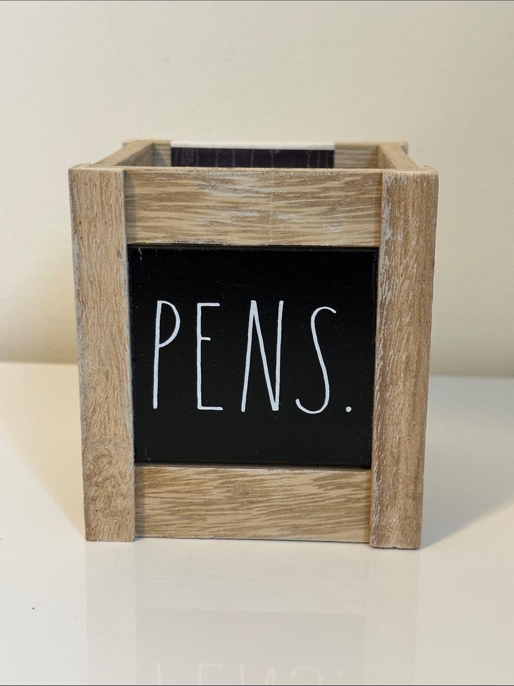 Rae Dunn Rustic Wood Desk Organizer - Natural & White